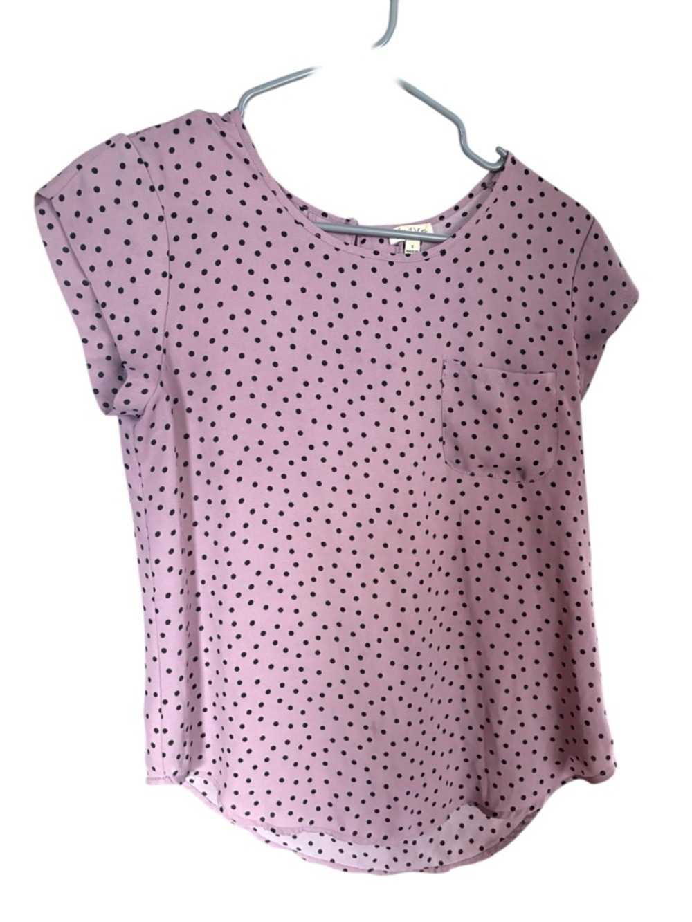 Lily White Lavender Short Sleeve Polka Dot Pocket Tee